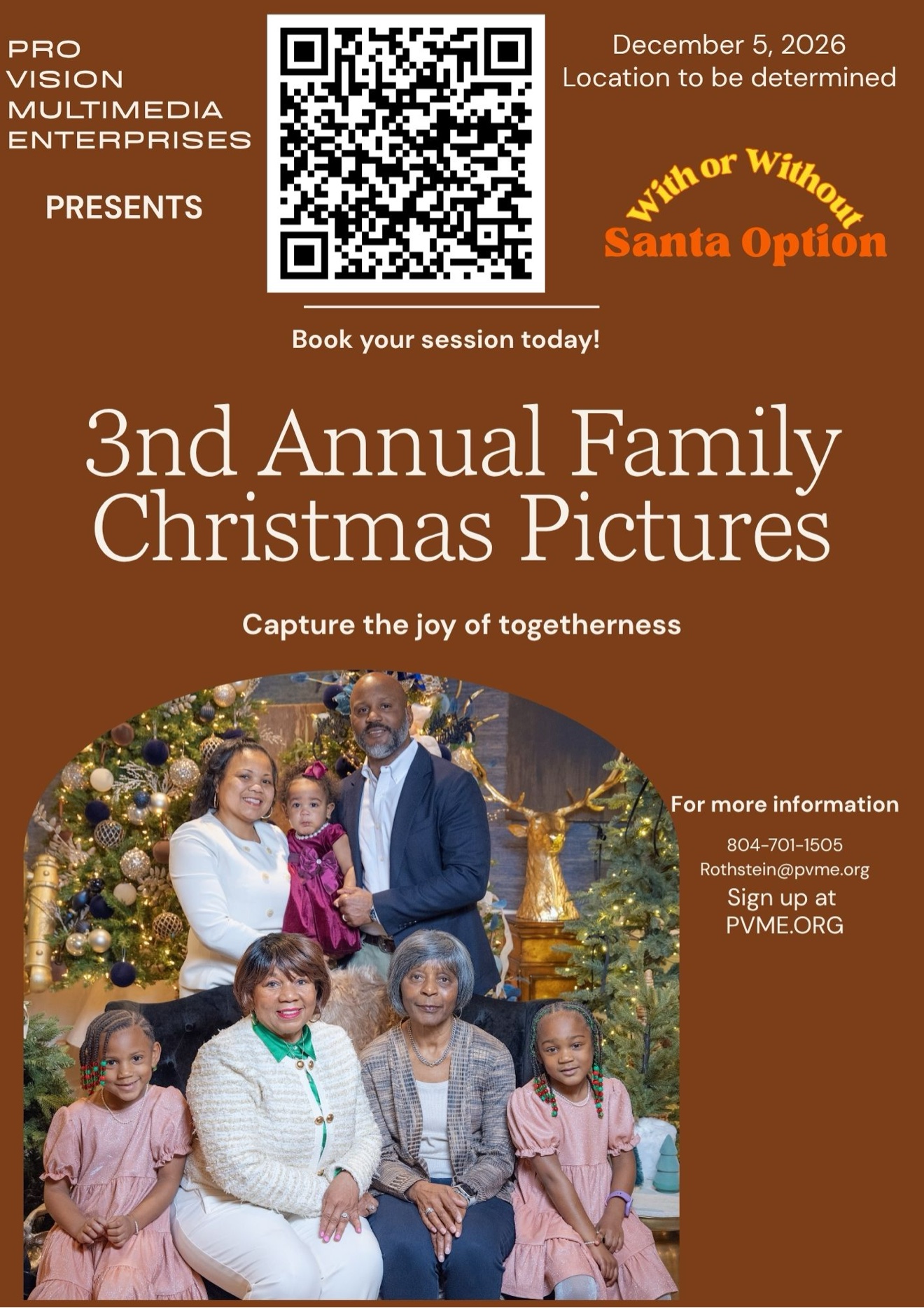 3rd Annual Family Christmas Pictures flyer — Pro Vision Multimedia Enterprises, Richmond VA